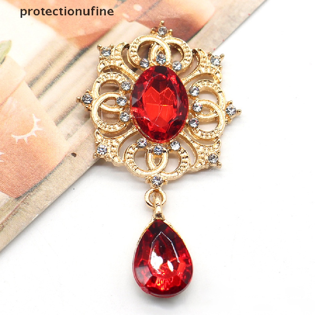 Ghim Cài Áo Hợp Kim Đính Đá 28 * 49mm Màu Vàng Kim Trang Trí Thiệp / Thủy Tinh