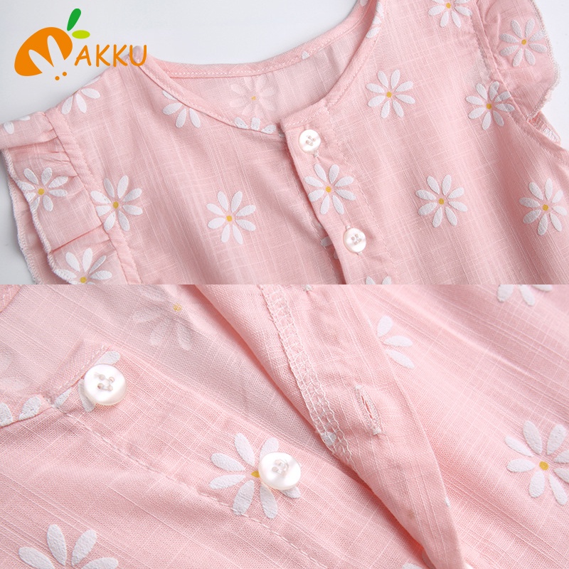 Đầm cotton In Hoa Thời Trang Mùa Hè Hàn Quốc Cho Bé Gái AKKU