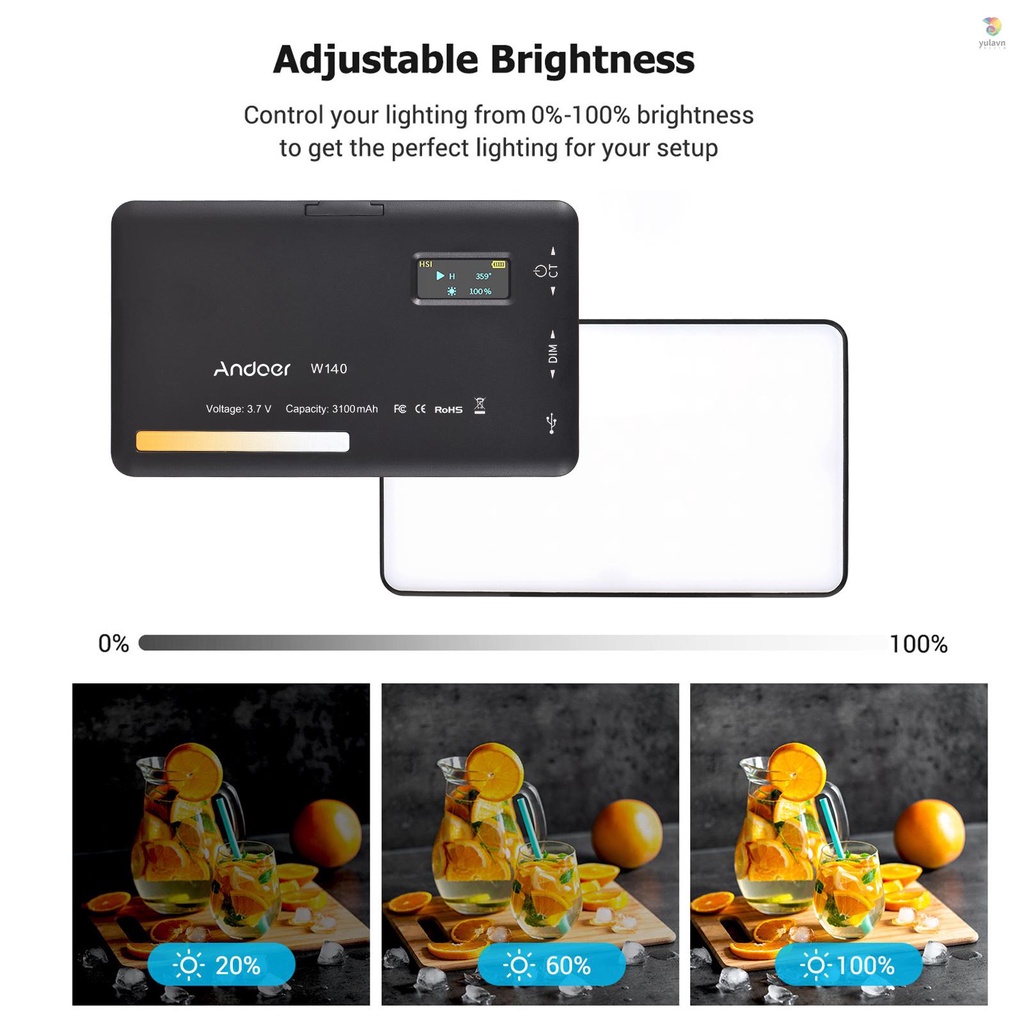 Đèn LED Trợ Sáng Quay Video Bỏ Túi Andoer W140 2500K-6500K Chuyên Dụng Cho Họp Trực Tuyến