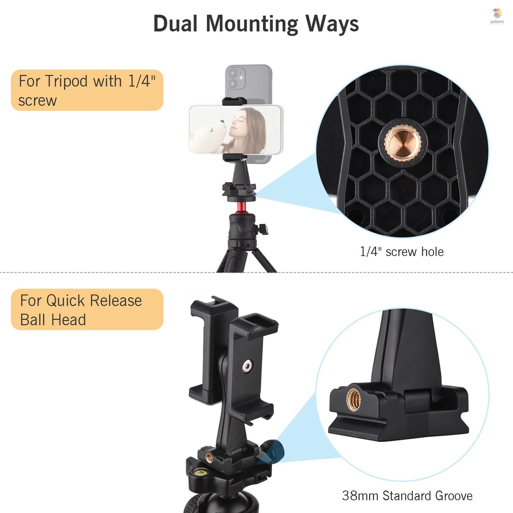 Bộ Giá Đỡ Ba Chân Đa Năng Andoer Kèm Giá Đỡ Điện Thoại Kép 4 Ngàm Lạnh + Tripod Để Bàn Cho Vlog Live Streaming Oline Vi