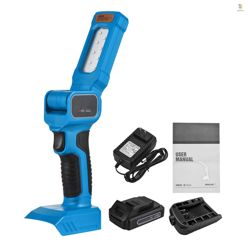 Đèn LED 20V Cầm Tay Không Dây Có Thể Sạc Lại Kèm Móc Pin 2.0Ah Dùng Để Sửa Chữa / Đi Cắm Trại