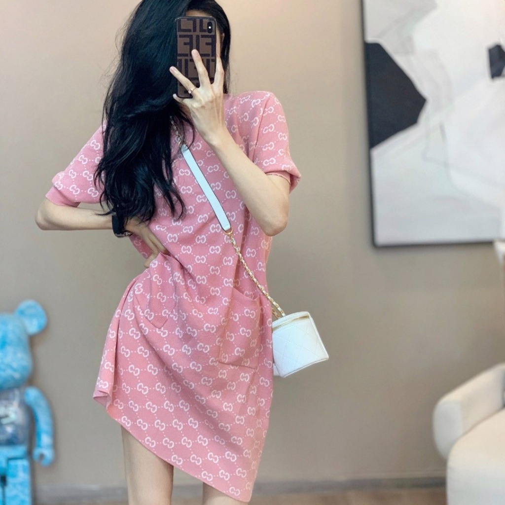 (40-120kg) Đầm Tay Ngắn Cổ Tròn Cỡ Lớn