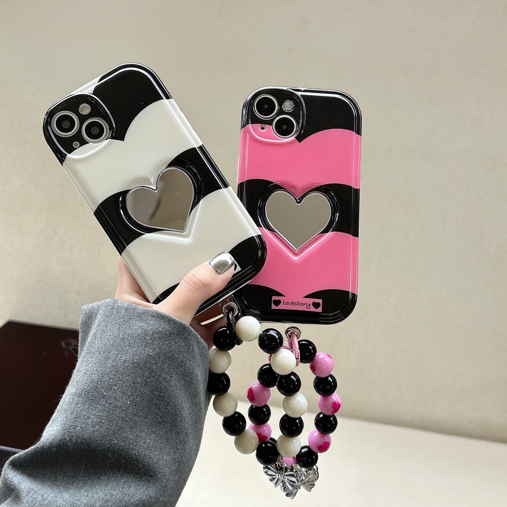 Ốp Điện Thoại IMD Mềm Chống Sốc Có Gương Hình Trái Tim Cho IPhone 14 13 12 11 Pro Max