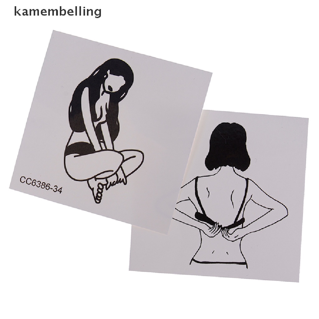 Kamembelling Set 5 Tấm Hình Xăm Dán Họa Tiết Trắng Đen Phong Cách Vintage