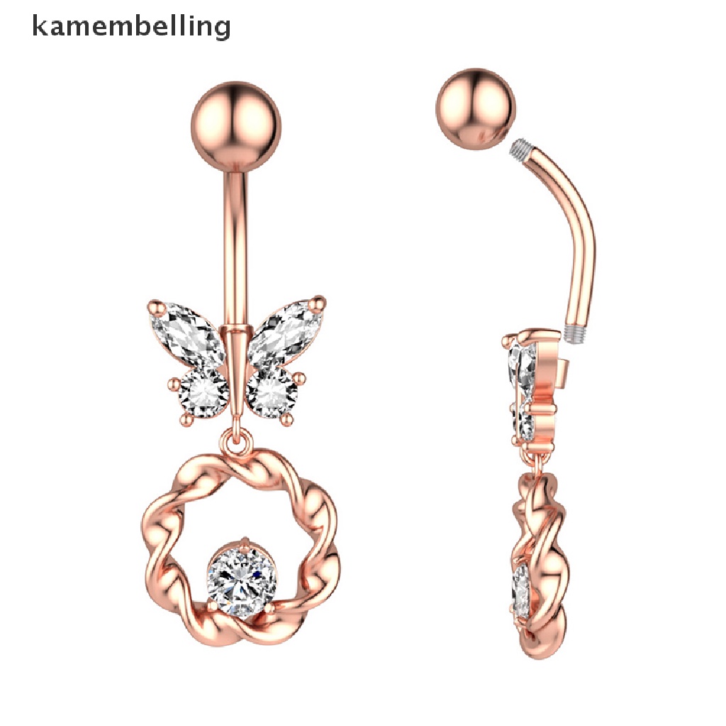 Khuyên Rốn Hình Bướm Đính Đá Bằng Thép Không Gỉ