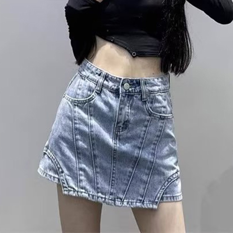 IELGY   Quần Short denim Lưng Cao Dáng Chữ a Phong Cách Hàn Quốc Cho Nữ