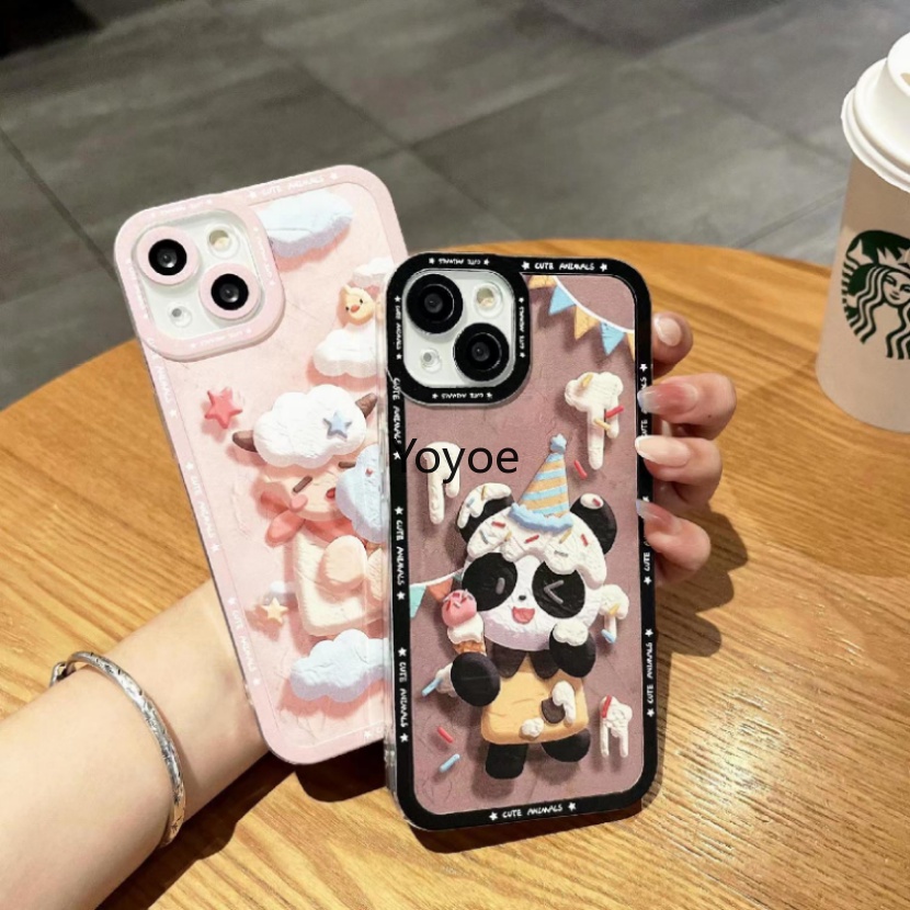 Ốp Điện Thoại Silicone Mềm Trong Suốt Chống Sốc In Hình Gấu Trúc Cho iPhone 14 13 12 11 Pro Max Plus 7 8 Plus SE