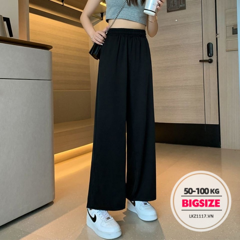 quần ống rộng Bigsize quần dài nữ cạp chun lưng thun mùa hè Phong cách Hàn Quốc Thời Trang tiểu thư cá tính xinh đẹp bigsizegiaree
