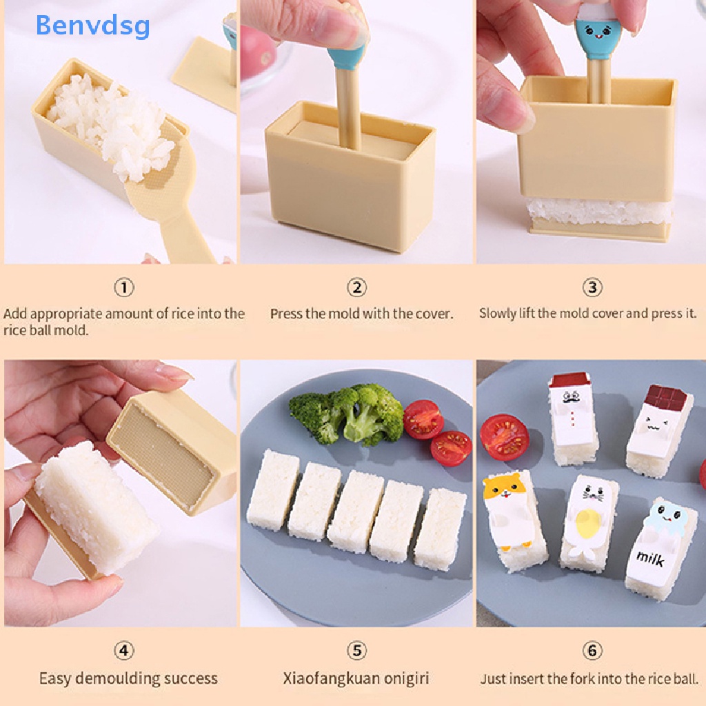 1 Set Khuôn Làm Sushi Chống Dính Hình Khối Nhỏ Kèm Muỗng Tiện Dụng DIY