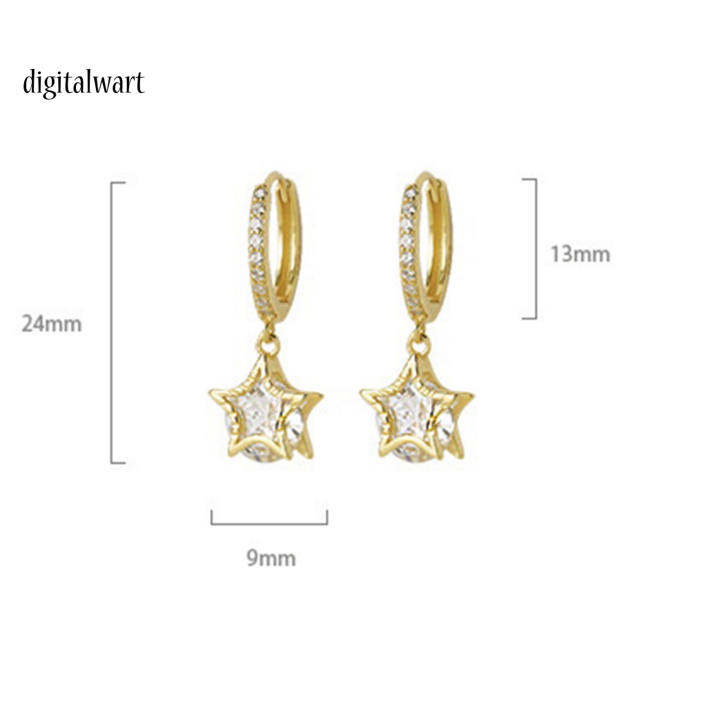 Kỹ Thuật Số| 1 Đôi Bông Tai Dáng Dài Hình Ngôi Sao Đính Đá Lấp Lánh Phong Cách Retro