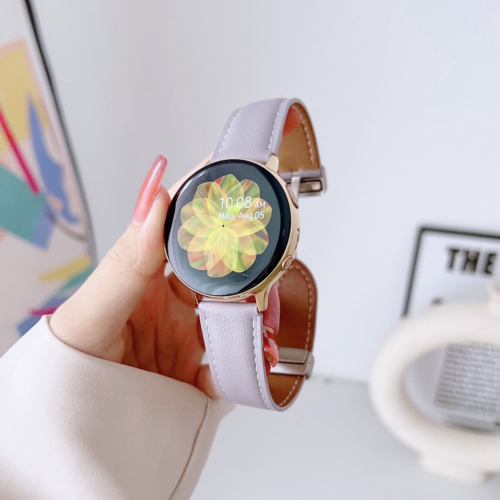 Dây Đeo Bằng Da Có Khóa Nam Châm Cho Đồng Hồ Thông Minh Samsung Galaxy Watch 4 / 5 40mm 44mm 5 Pro 45mm 4 Classic 42mm 46mm