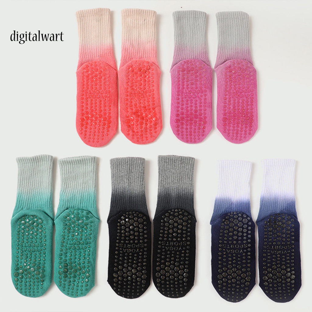 Kỹ Thuật Số| 1 Đôi Tất Tập Yoga Chất Liệu Nhuộm Màu Tương Phản Mềm Mại Co Giãn Cao Chống Trượt Thấm Hút Mồ Hôi