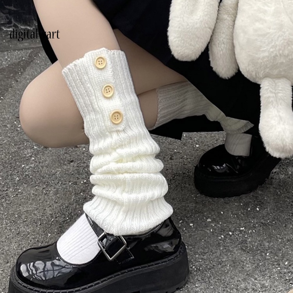 Kỹ Thuật Số| 1 Cặp Khuy Măng Sét Dệt Kim Dày Co Giãn Giữ Ấm Chân Phong Cách Nhật Bản Ngọt Ngào Cho Nữ