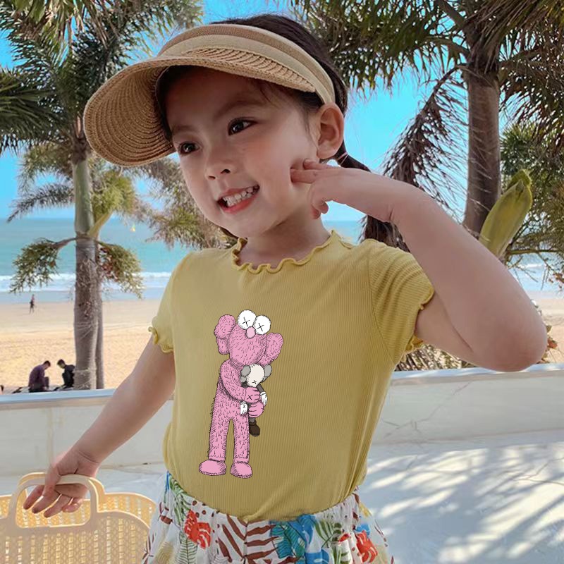 Áo Thun Tay Ngắn Màu Trơn Đơn Giản Thời Trang Cho Bé Gái