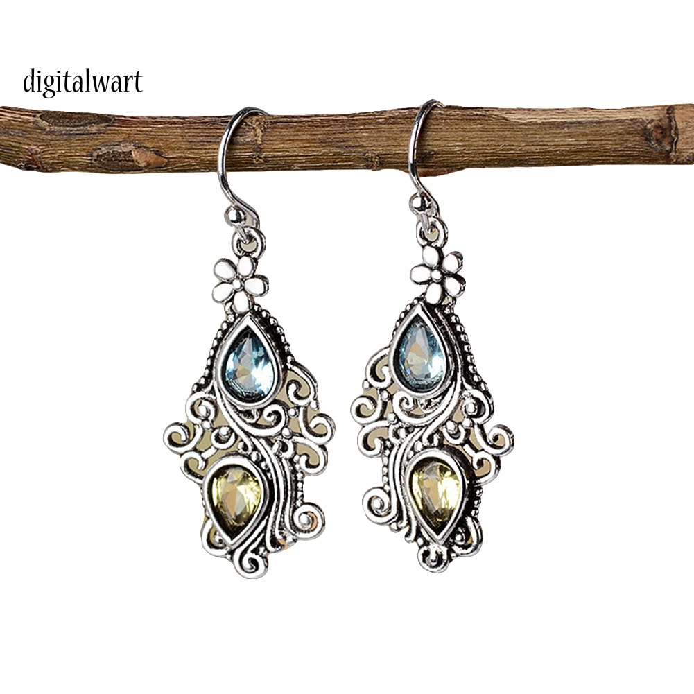 Kỹ Thuật Số| Bông Tai HợP Kim HìNh GiọT NướC ĐíNh Đá Vintage