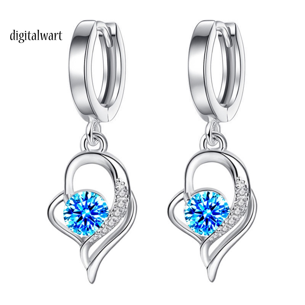 Kỹ Thuật Số| 1 Đôi Bông Tai Hình Trái Tim Đính Pha Lê Lấp Lánh Chất Lượng Cao Dành Cho Nữ