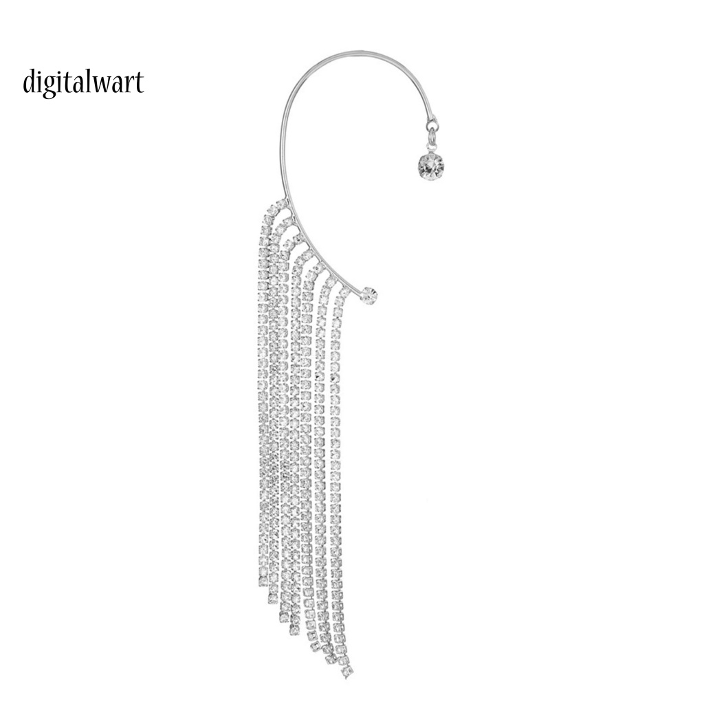 Kỹ Thuật Số| 1 Khuyên Kẹp Vành Tai Chữ C Đính Đá Phối Tua Rua Thời Trang