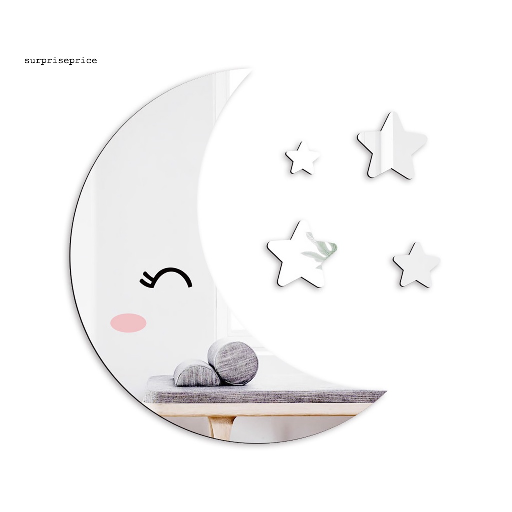 Sticker Dán Tường Mặt Gương 3D Hình Thú Hoạt Hình Phong Cách Bắc Âu Trang Trí Phòng Trẻ Em