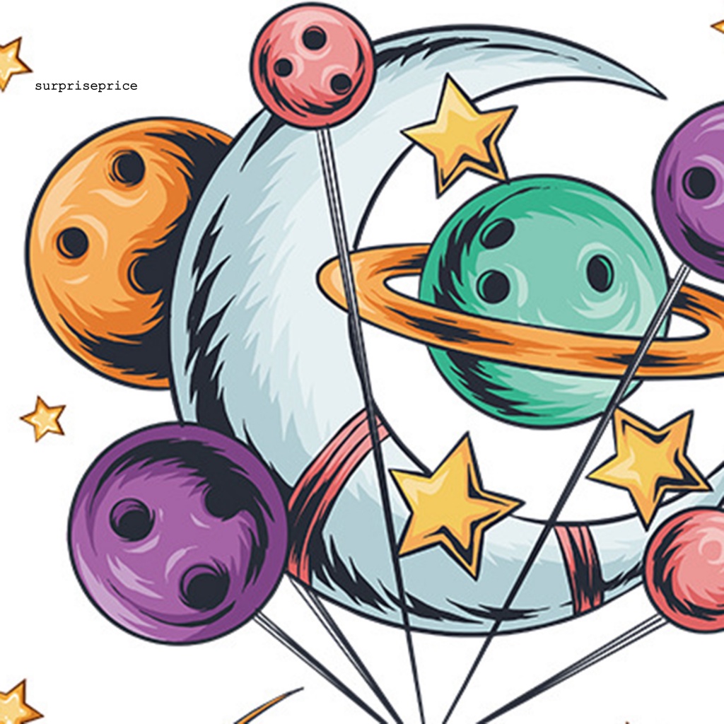 Set 2 Miếng Dán Tường PVC Hình Hành Tinh Hoạt Hình Dễ Lắp Đặt Cho Phòng Trẻ Em