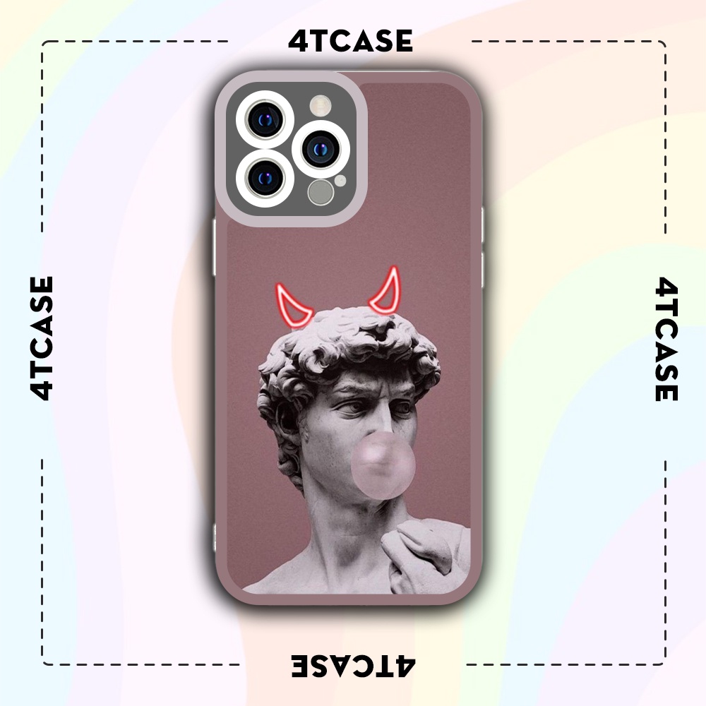 Ốp iphone cạnh vuông 4Tcase tượng david hai sừng 6/6s/7/7plus/8/8plus/x/xr/xs/11/12/13/pro/plus/promax/14prm