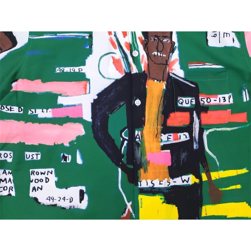 Wa-cko &amp; MA-RIA &amp; - Áo Sơ Mi Unisex Thời Trang Hawaiian Graffiti Basquiat Cổ Điển