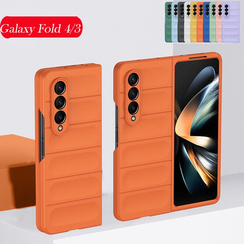 Ốp Điện Thoại Màu Macaron Thiết Kế Vân Thân Cây Cho Samsung Galaxy Z Fold 4 Fold 3 Slim Case Z Fold 