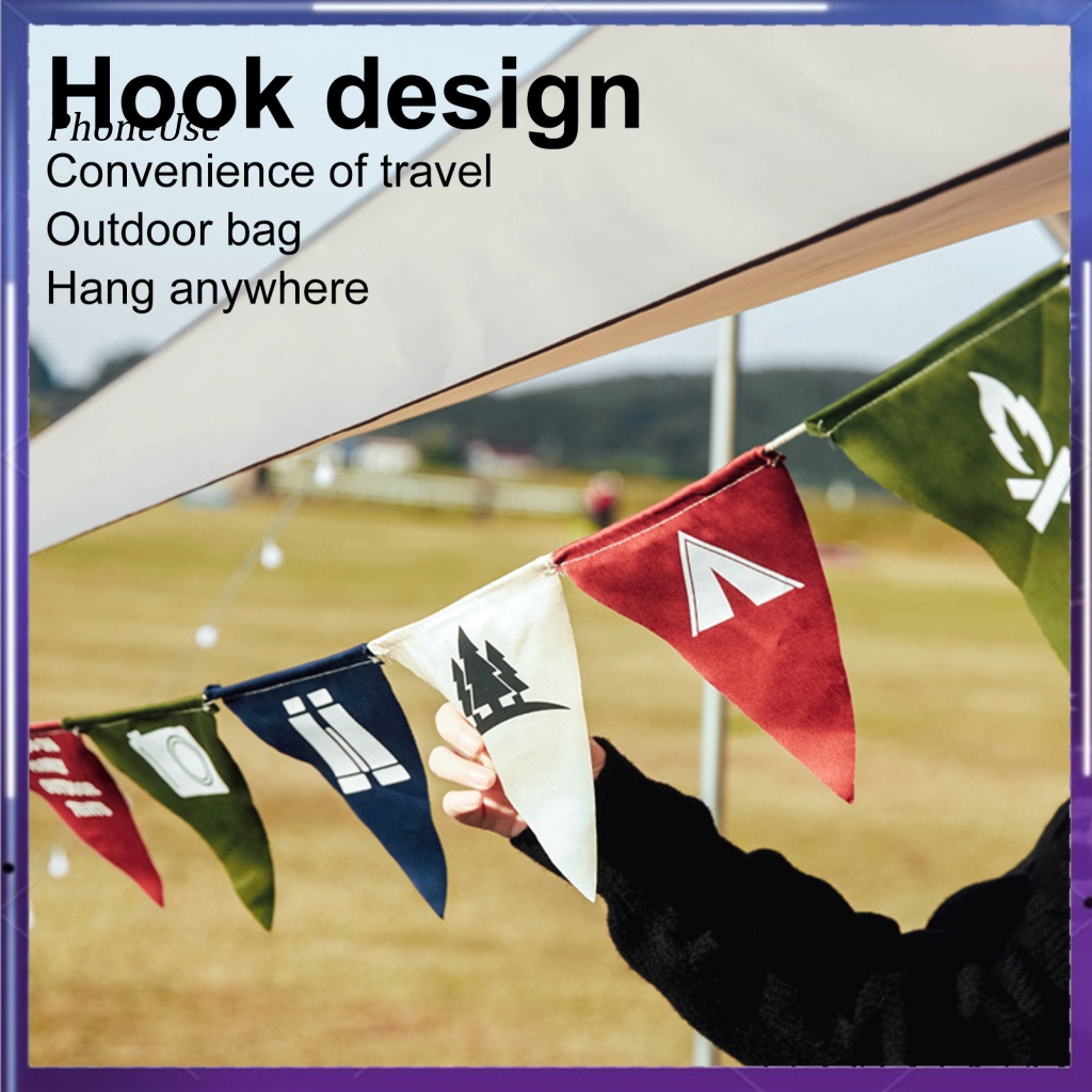 Cờ Tam Giác Bằng PU Màu Sáng Chống Nước Chống Mòn Trang Trí Lều Cắm Trại