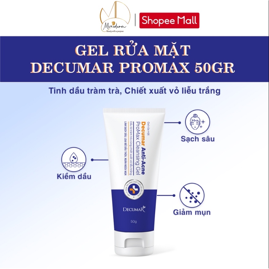 Gel Rửa Mặt Decumar Anti-Acne ProMax Cleansing Ngừa Mụn, Mờ Thâm, Ngừa Sẹo 100g