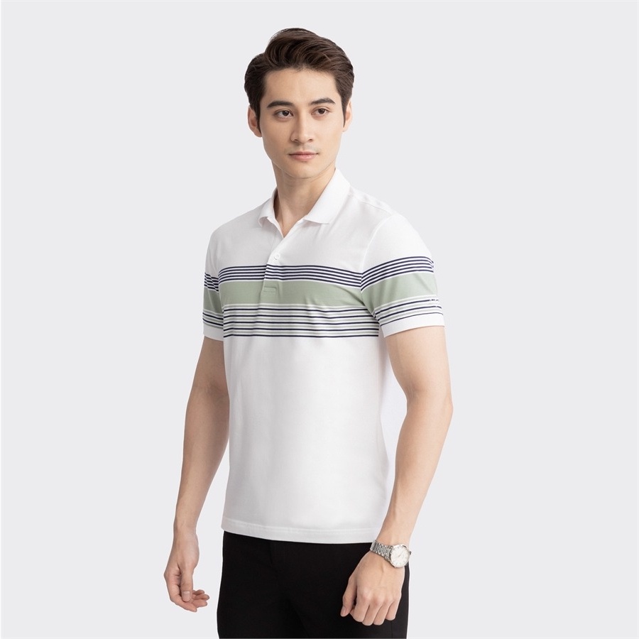 Áo polo ngắn tay ARISTINO phom slim fit suông nhẹ, họa tiết dệt kẻ ngang tinh tế, lịch lãm - APS032S3