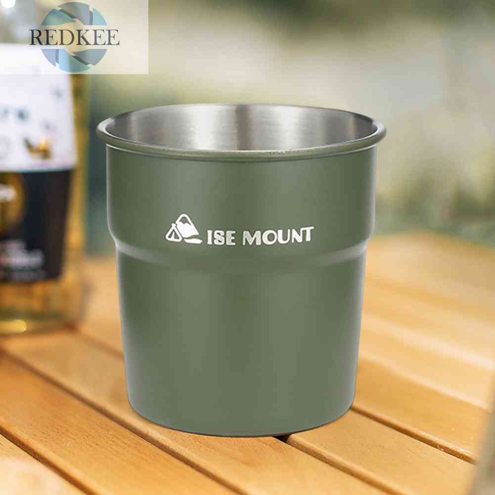 Cốc Uống Bia / Rượu Bằng Thép Không Gỉ Gọn Nhẹ 300ml Tiện Dụng Mang Theo Du Lịch Dã