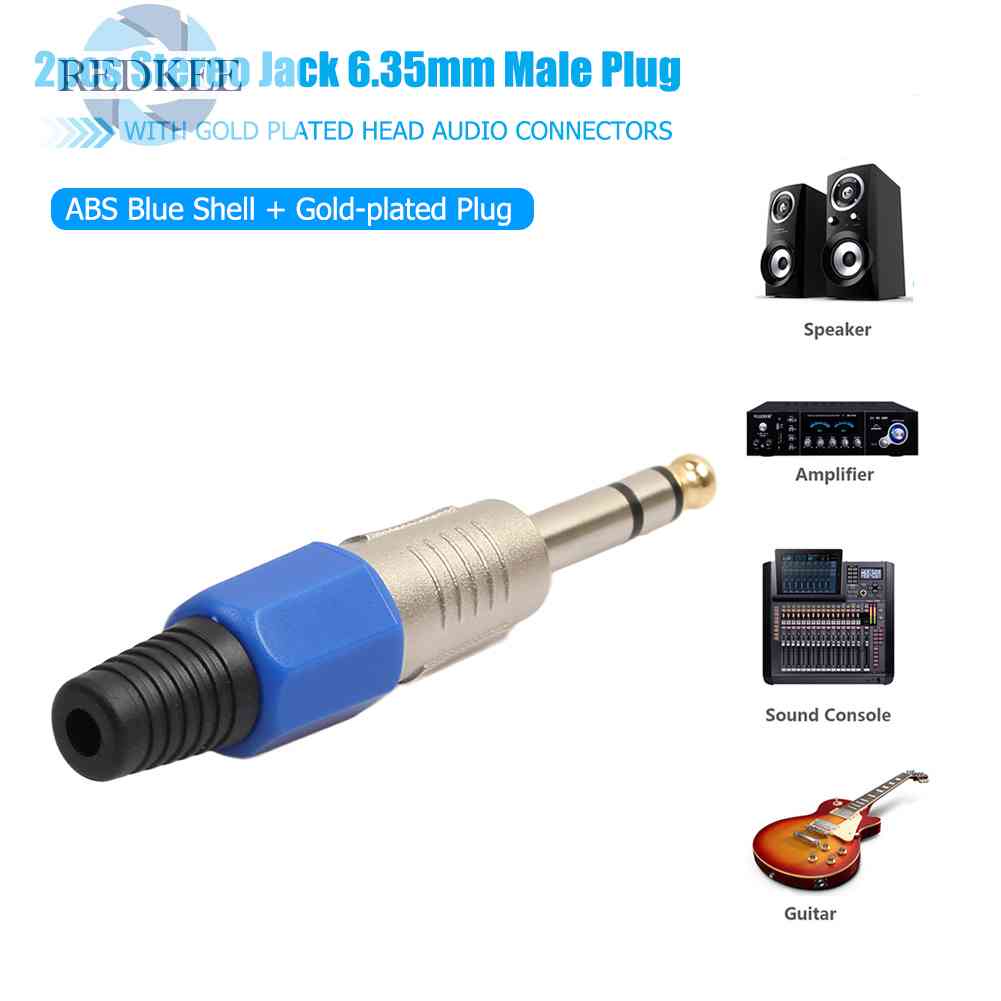 Set 2 Giắc Cắm Âm Thanh Mạ Vàng 6.35mm