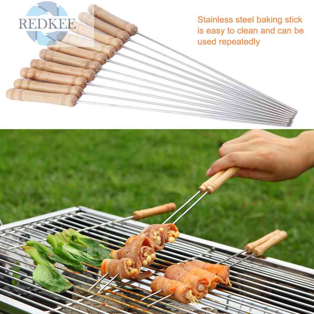 Bộ 10 Cây Xiên Nướng Bbq Bằng Thép Không Gỉ
