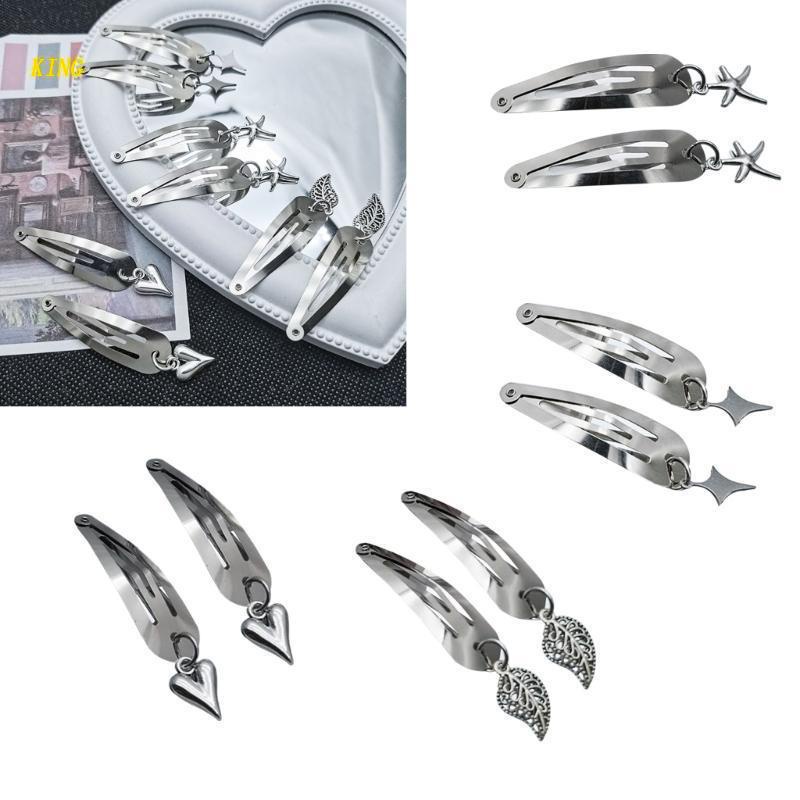 Kẹp Tóc Hình Ngôi Sao / Trái Tim / Lá BB Y2K Dễ Thương