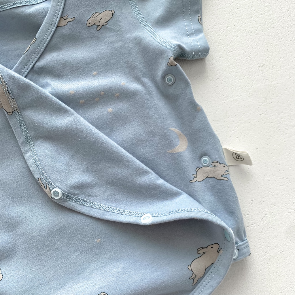 Áo Liền Quần Ngắn Tay In Hình Thỏ Cho Bé