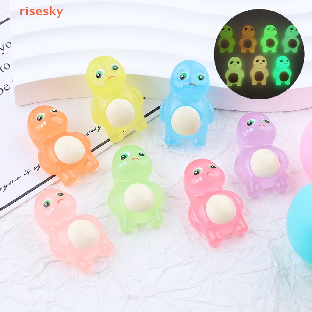 Set 5 Đồ trang trí Khủng Long Hoạt Hình Mini Bằng Nhựa Resin Phát Sáng Dễ Thương Dùng Trang Trí