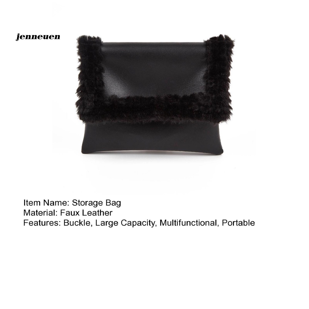 Túi Cầm Tay Bằng Da Giả Màu Trơn Có Khóa Cài Sức Chứa Lớn Cho Trang Điểm Ngoài Trời