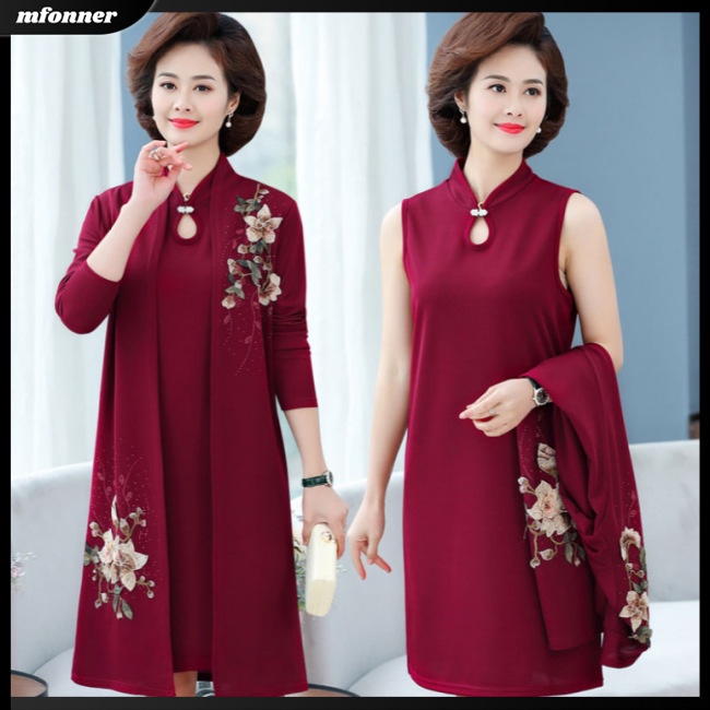 Set Đầm Sát Nách 2 Món Màu Sắc Cổ Điển Kèm Áo Khoác Tay Dài Thời Trang Cho Nữ