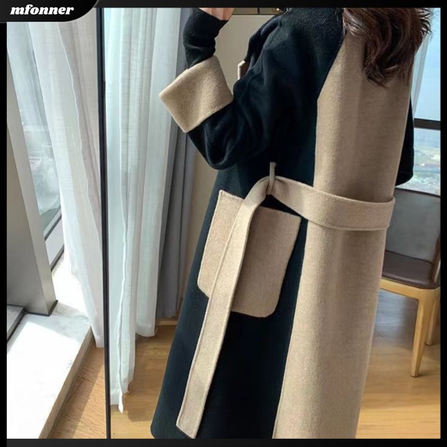 Áo Khoác Tay Dài Cỡ Lớn Màu Sắc Tương Phản Thời Trang Sang Trọng Cho Nữ