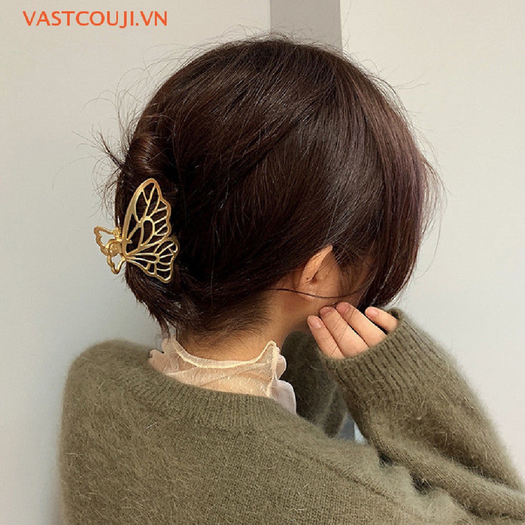 Kẹp Tóc Bướm Kim Loại Màu Vàng Thời Trang