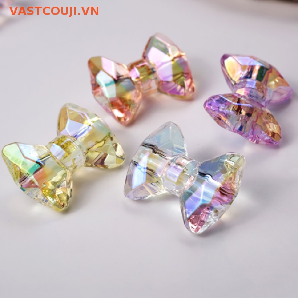 Bộ 10 Hạt Nhựa Acrylic Trong Suốt Hình Gấu Thắt Nơ Nhiều Màu Dùng Làm Trang Sức Thủ Công