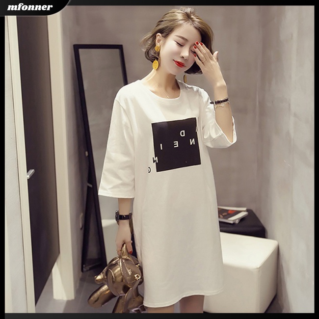 Đầm Thun Dáng Rộng Tay Ngắn Thiết Kế Xẻ Tà Thời Trang Mùa Hè Cho Nữ