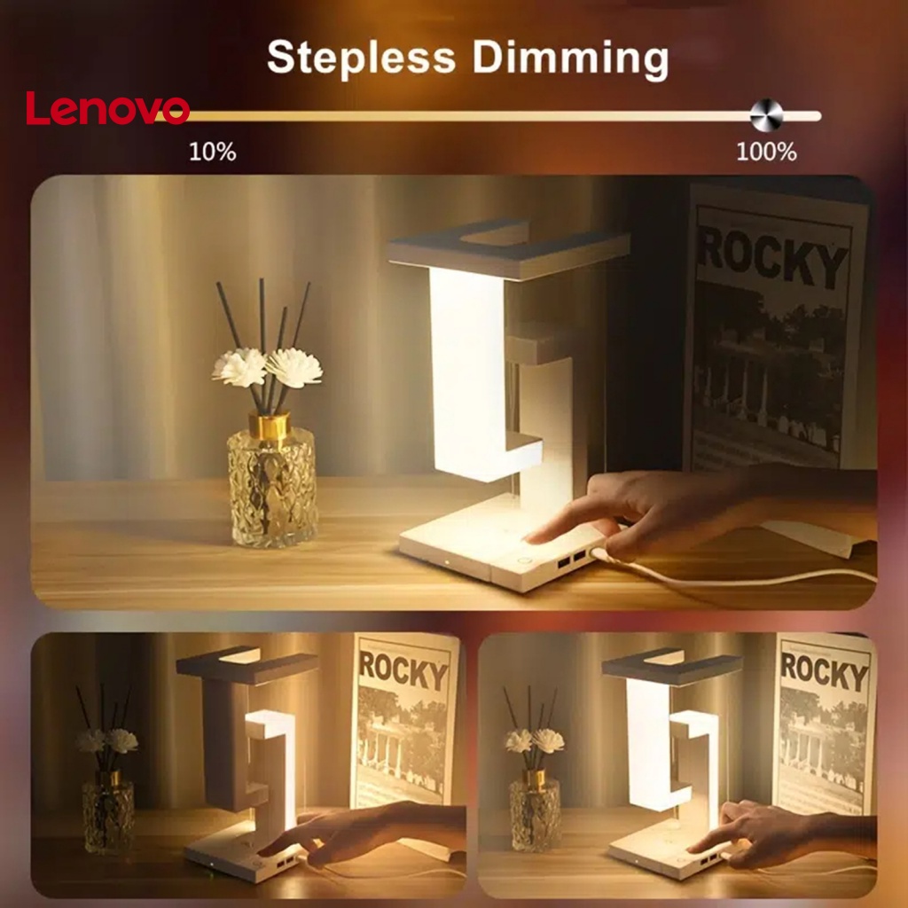 Đèn LED Để Bàn 2 Trong 1 Chống Trọng Lực 10W Sạc Điện Thoại Không Dây Hình Hoa Hướng Dương