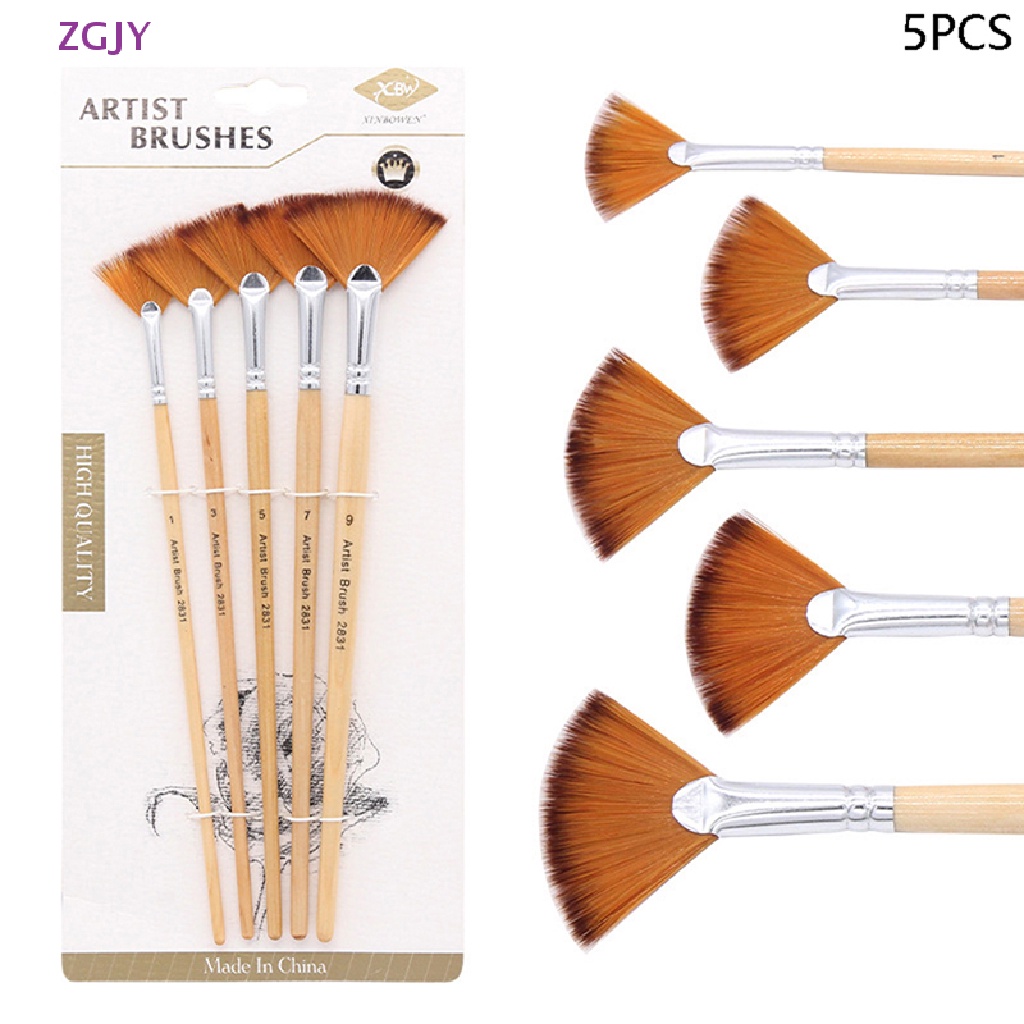 Set 5 Cọ Vẽ Màu Nước ZGJY Hình Quạt Chuyên Nghiệp Mới