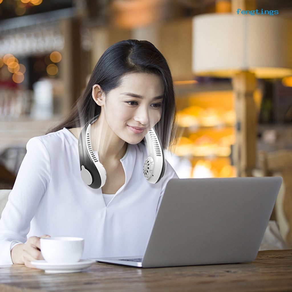 Quạt Treo Cổ 3 Cánh Xoay 360 Độ Có Đèn LED 3 Chế Độ Điều Chỉnh Độ Rộng