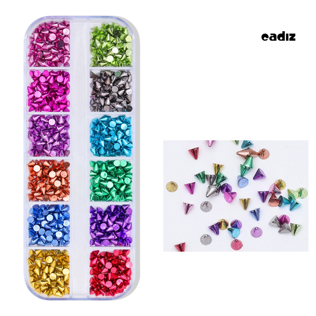 1 Hộp Đinh Tán 12 Ngăn Không Phai Màu Chống Oxy Hóa Chống Rơi Có Thể Tháo Rời Dùng Trang Trí Móng Tay DIY