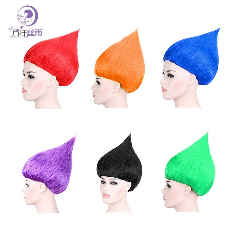 Anime cos Ngọn Lửa Đầu Troll Tóc Giả cosplay Troll Đầu Troll Tóc Giả Mũi Nhọn Đầu