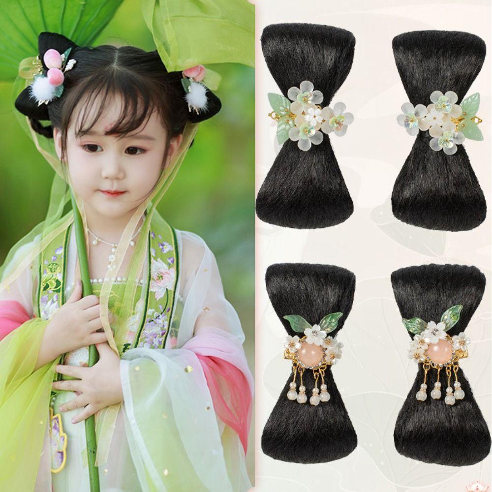 26EDIE Tóc Giả Kiểu Hán Phục Truyền Thống Chất Lượng Cao Dùng Làm Đạo Cụ Chụp Ảnh Cho Bé Gái