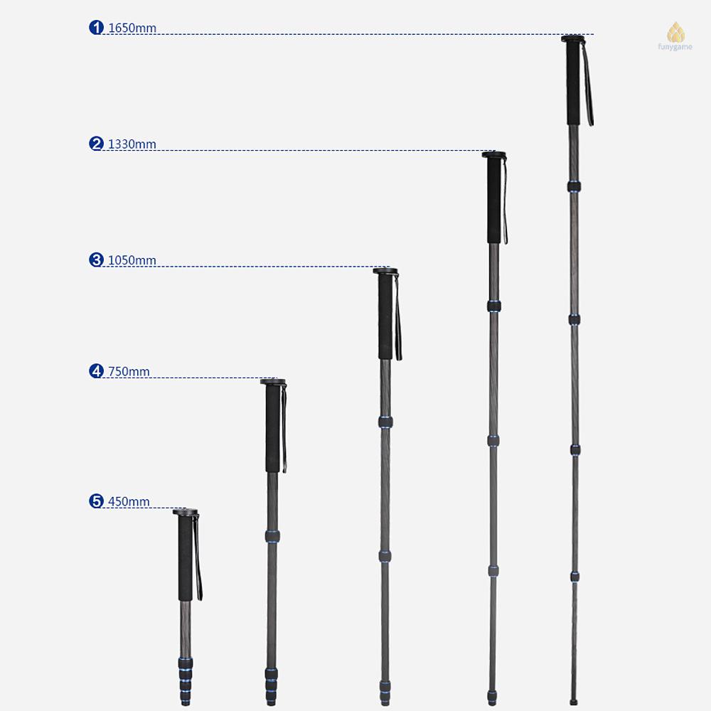 Gậy Đi Bộ 5 Phần Bằng Sợi Carbon Gọn Nhẹ Cho Máy Ảnh DSLR Pentax Olympus Olds