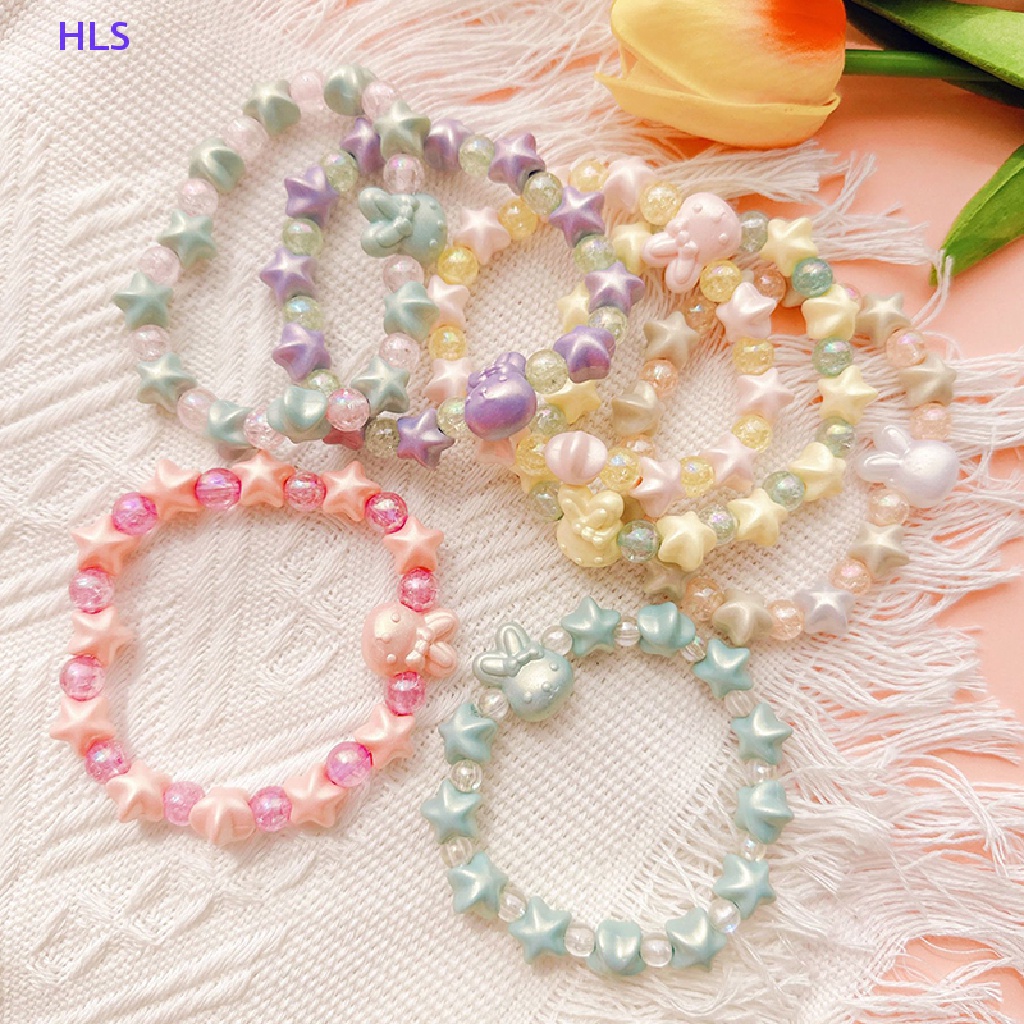 Vòng Tay Chuỗi Hạt Ngọc Trai / Ngôi Sao / Thỏ Nhiều Màu Dễ Thương Cho Nữ