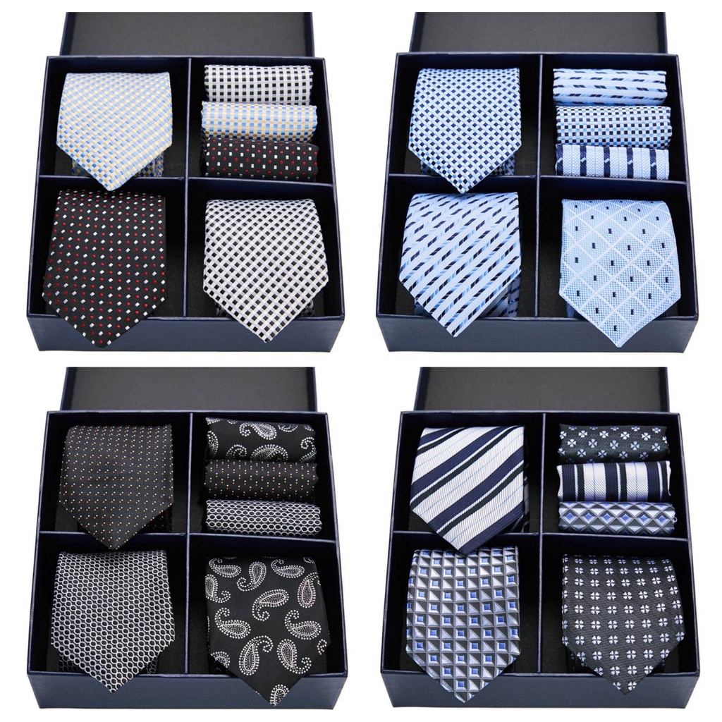 Cà Vạt + Khăn Tay + Hộp Quà Thời Trang Công Sở Lịch Lãm Cho Nam